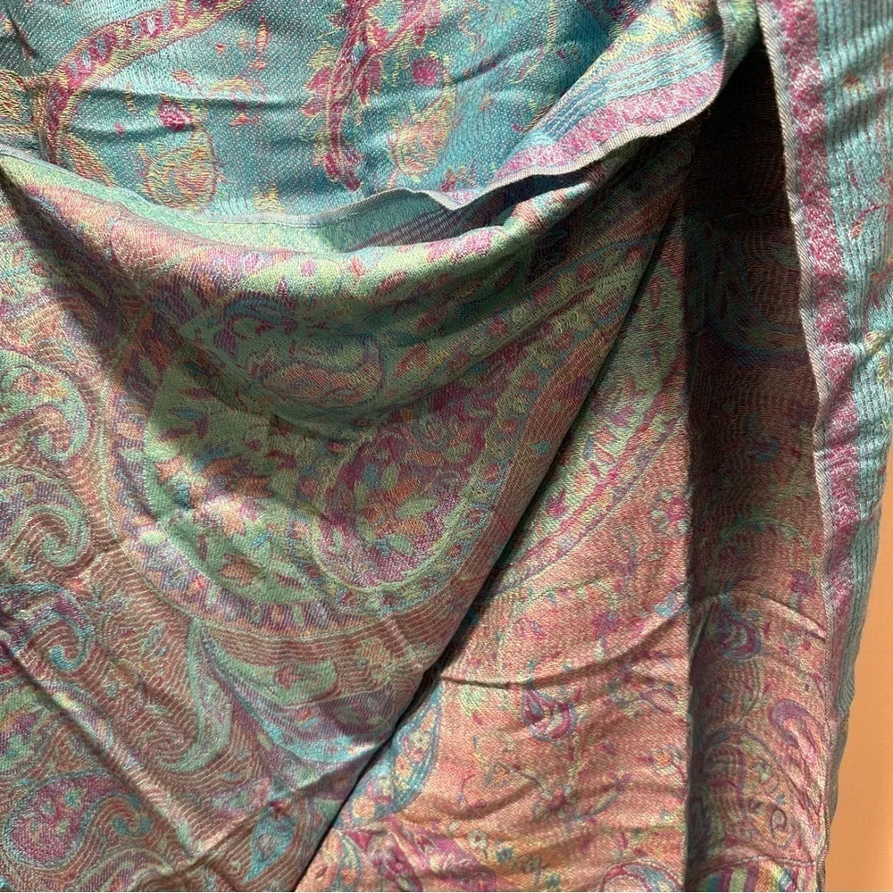 Elegant Shawl in Sky Blue with Purple- Versatile Wrap, Scarf, Veil Soft & Cozy